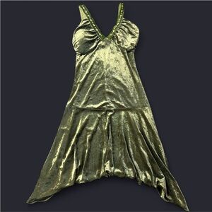 Pulse vintage velvet green fairy core mini dress